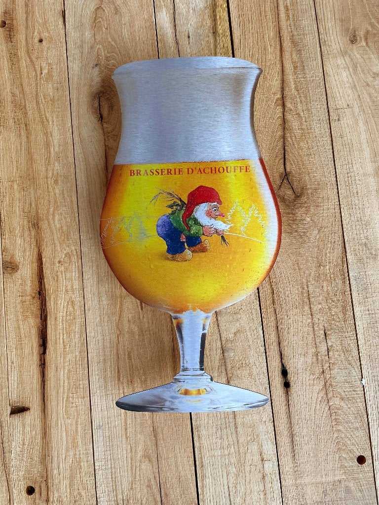 Reclamebord Chouffe bierglas groot, aluminium, afm 26x50 cm, Ophalen of Verzenden, Nieuw, Reclamebord, Plaat of Schild, Overige merken