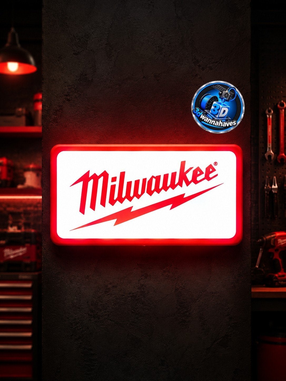 Milwaukee LED Lichtreclame - Werkplaats/Garage Eyecatcher, Ophalen of Verzenden, Nieuw, Lichtbak of (neon) lamp