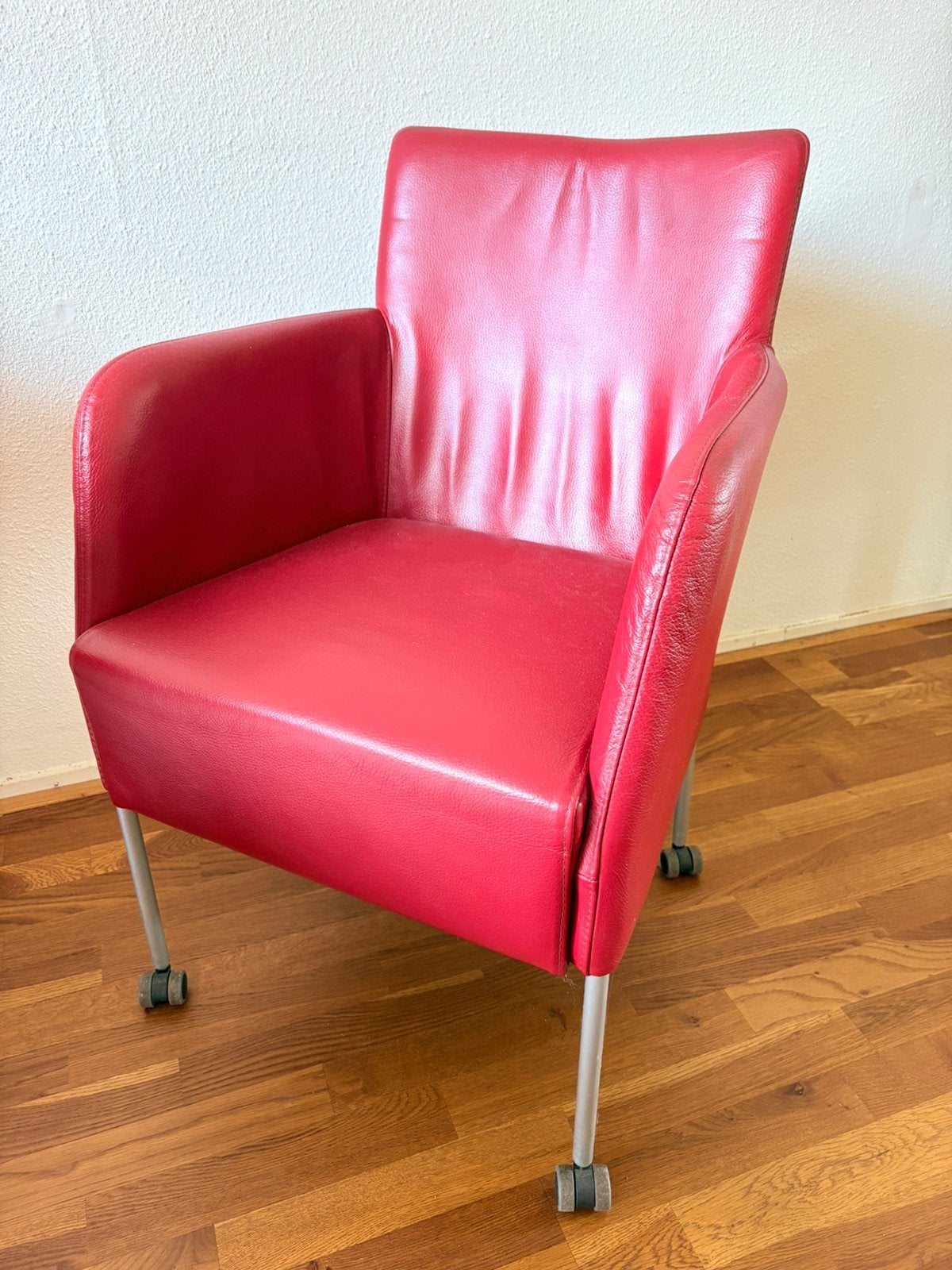 4 kwaliteits leren stoelen, Ophalen, Gebruikt, 75 tot 100 cm