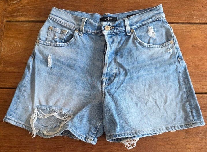 Denim shorts, - Maat 26 (XS) 7 For All Mankind, 7 For All Mankind, Kort, Blauw, Ophalen of Verzenden