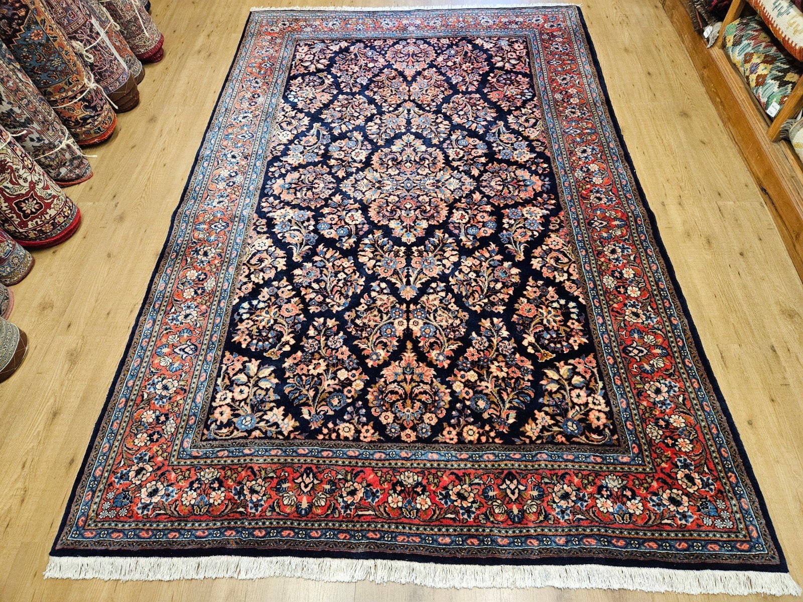 Vintage handgeknoopt perzisch tapijt sarough 315x195