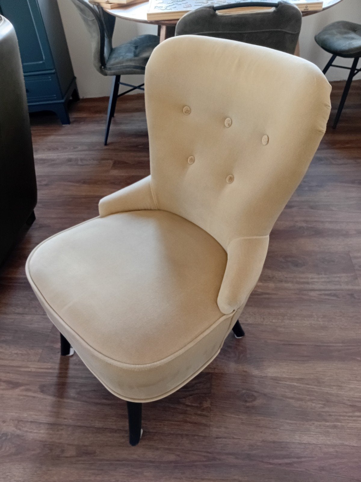 Ikea Remsta fauteuil - Beige fluweel, Ophalen, Gebruikt