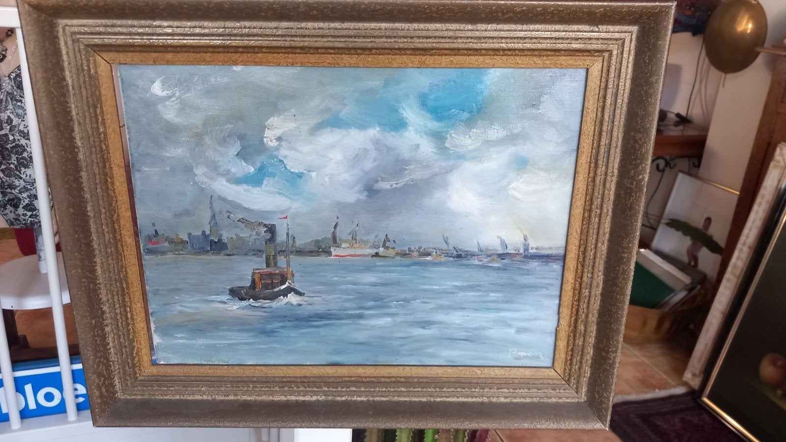Schilderij met scheepjes, Ophalen of Verzenden