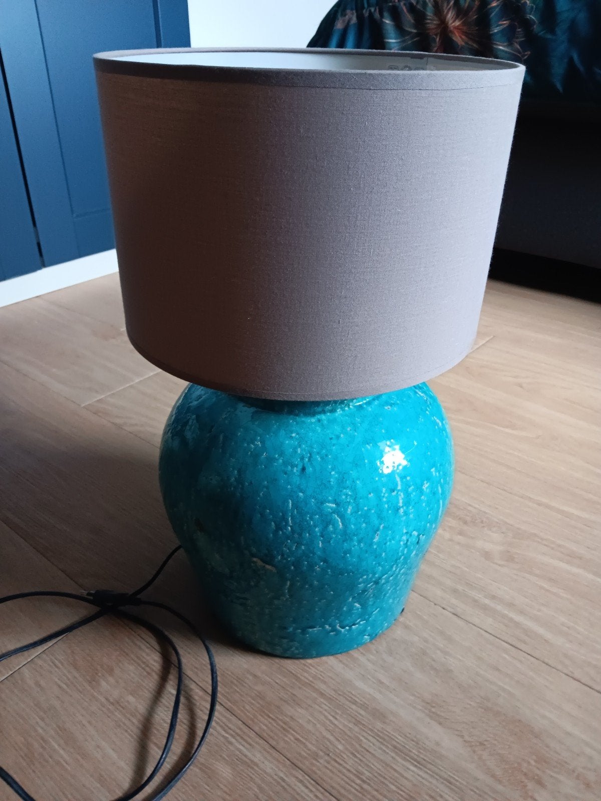 Schemerlamp., Blauw, Ophalen, Keramiek, Schemerlamp