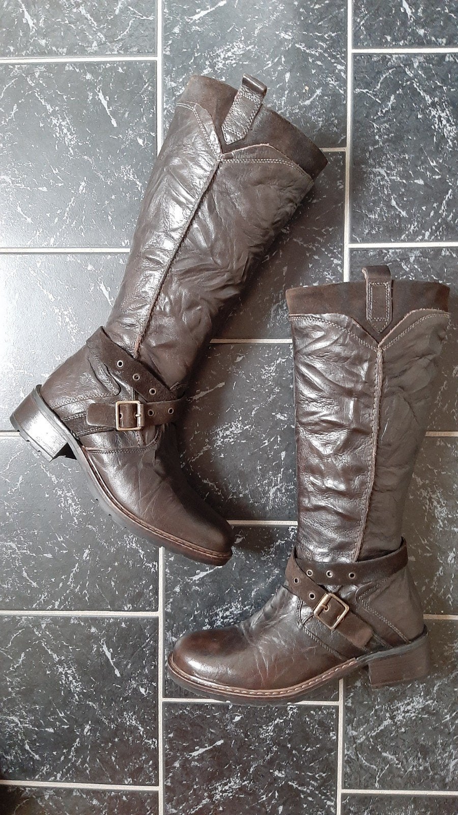 PRACHTIGE NIEUWE DONKER BRUINE LEREN ROBIN ROSE LAARZEN 39, Kleding | Dames, Schoenen, Hoge laarzen, ROBIN ROSE, Bruin, Nieuw