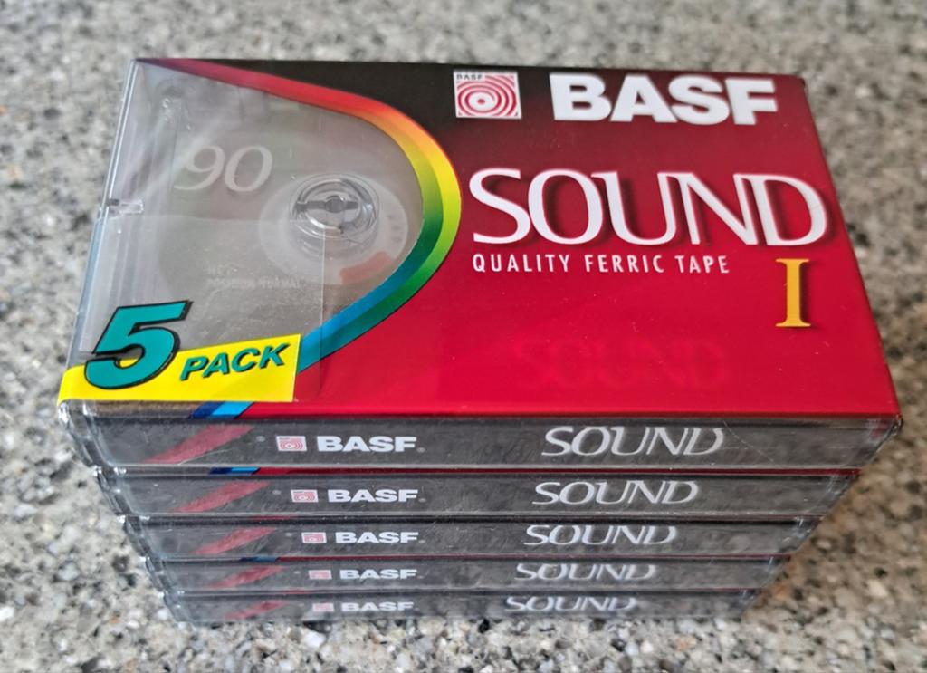 Vintage nieuw 5 pack cassettebandjes BASF SOUND 90 minuten, 2 t/m 25 bandjes, Overige genres, Ophalen of Verzenden, Nieuw in verpakking