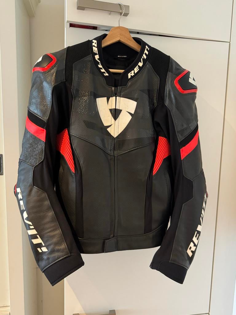 Rev'It Hyperspeed Pro Motorjas Zwart Rood Maat 54, Ophalen of Verzenden, Tweedehands, Heren, Jas | leer