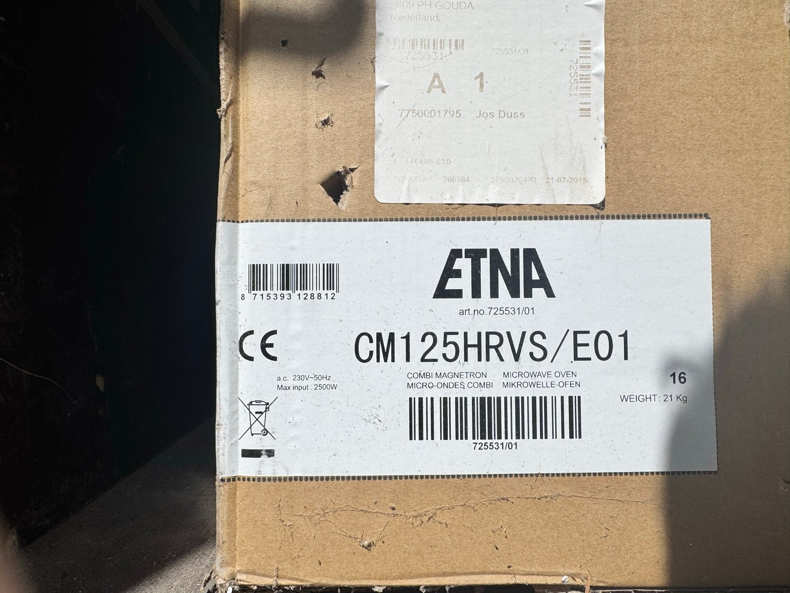 ETNA CM125HRVS/E01 Combi Magnetron - Nieuw in doos, Witgoed en Apparatuur, Magnetrons, Combimagnetron, 60 cm of meer, Nieuw, Ophalen of Verzenden