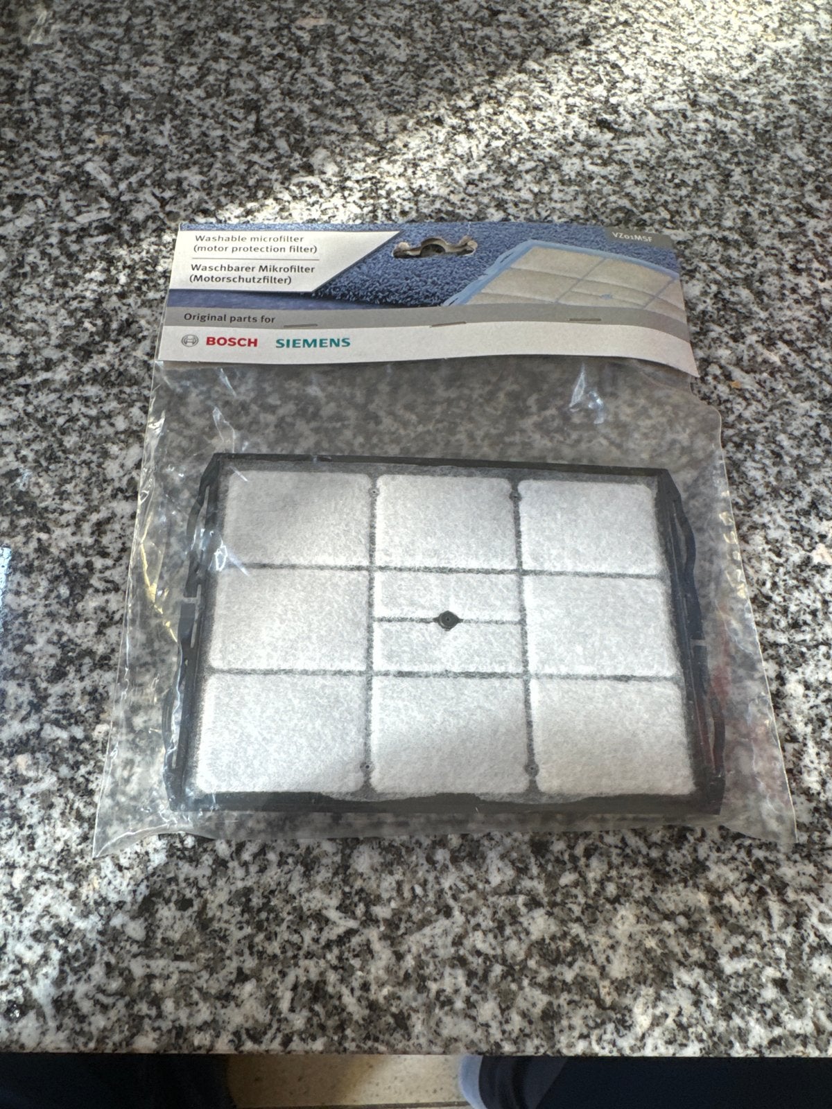 Bosch Siemens Wasbaar Microfilter VZ01MSF, Witgoed en Apparatuur, Ophalen of Verzenden, Nieuw