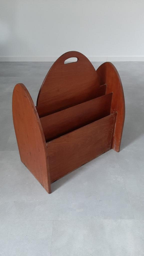 Mooie grote houten japandi stijl lectuurmand hout design 4, Ophalen of Verzenden, Zo goed als nieuw
