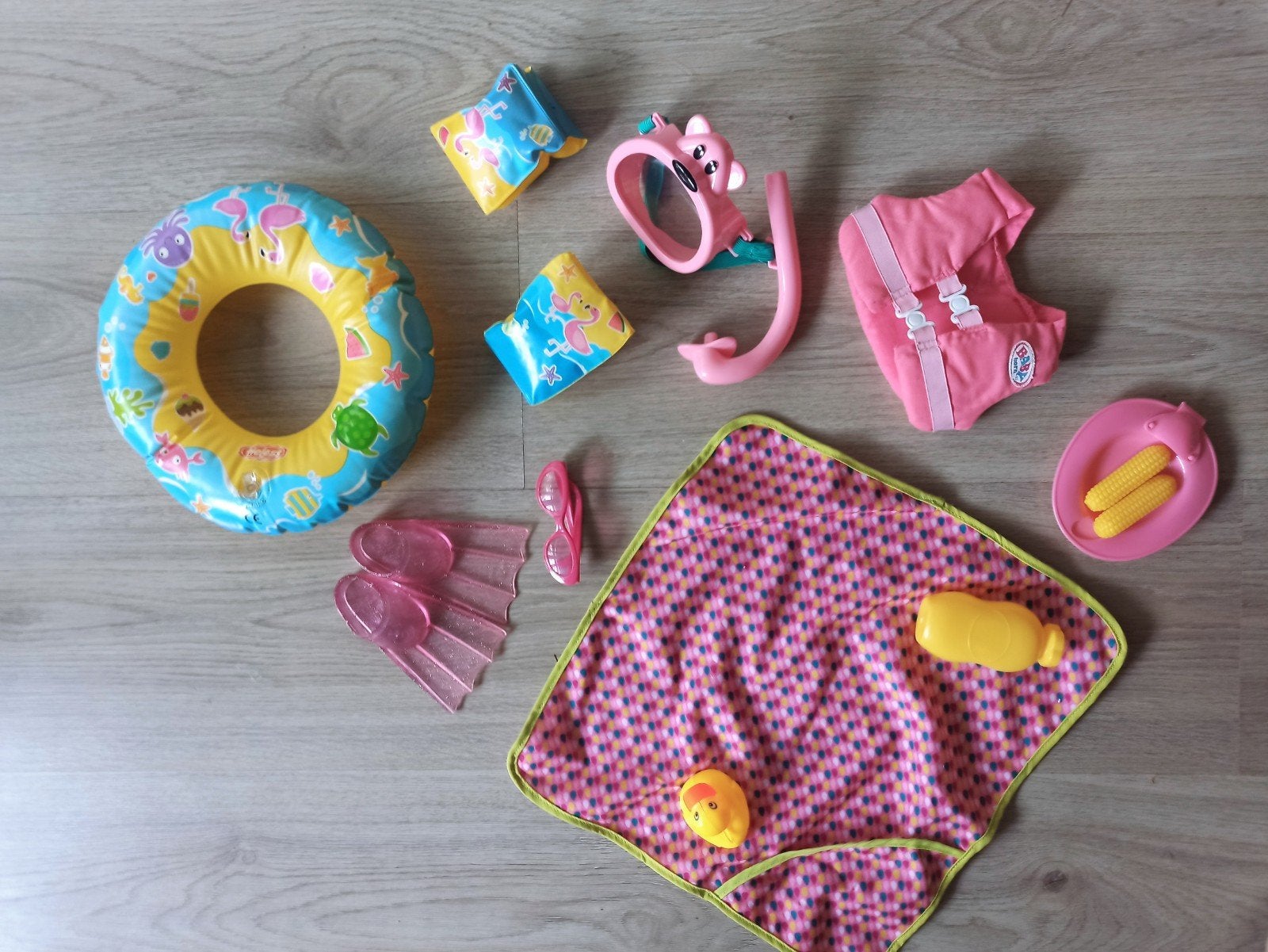Baby born strand set flippers zwemband snorkel .als nieuw, Ophalen of Verzenden, Zo goed als nieuw, Babypop