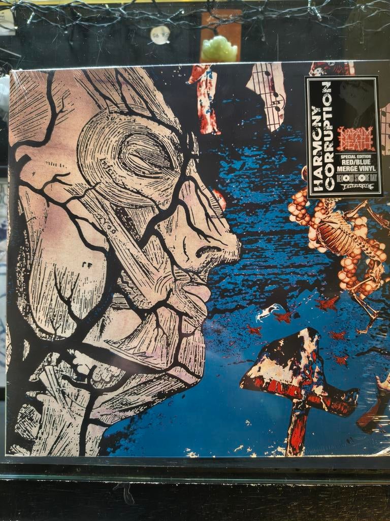 Napalm Death - Harmony Corruption red/blue merge vinyl, Ophalen, Nieuw in verpakking