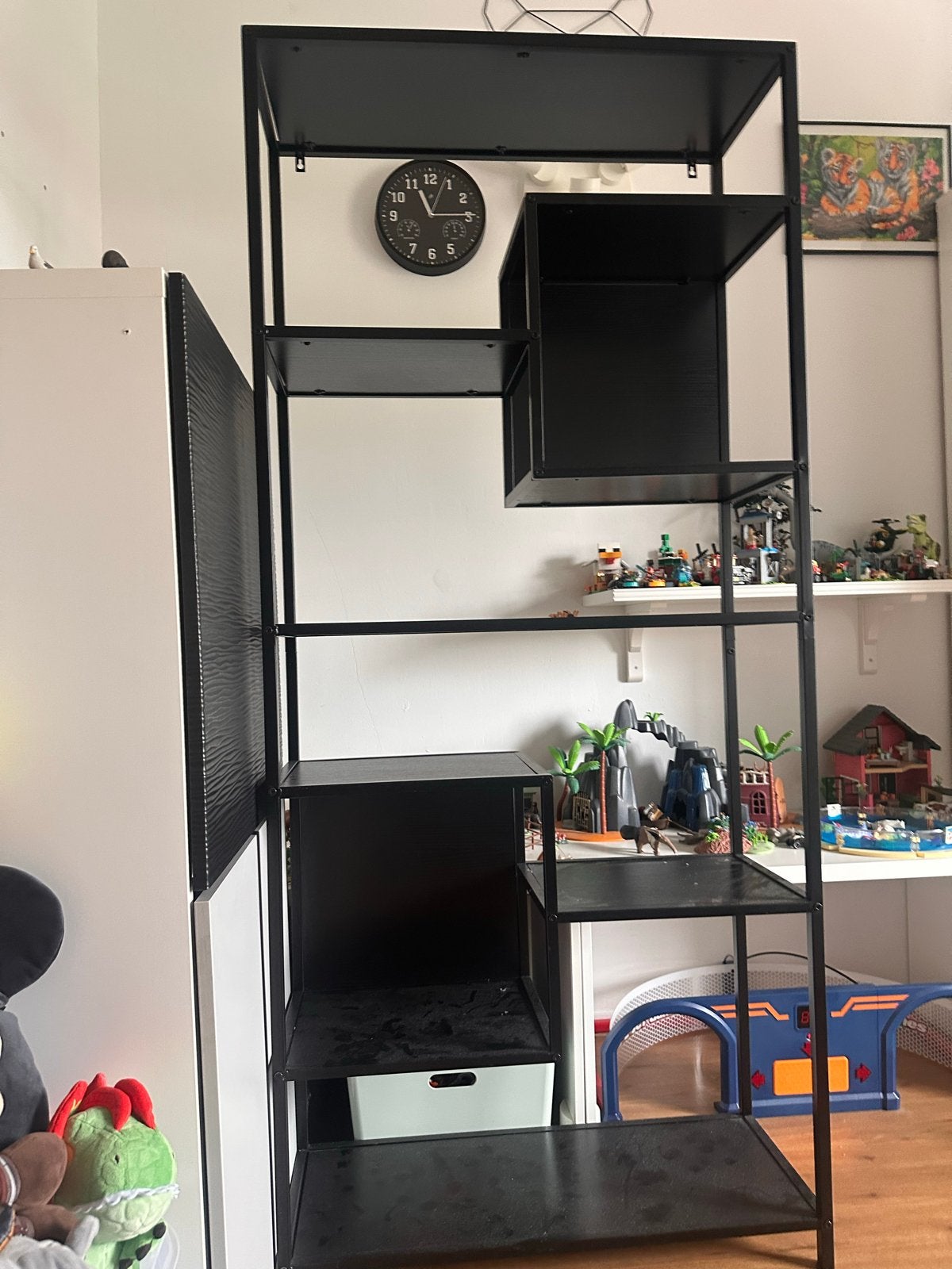 Zwart open wandkast / stellingkast, Ophalen, Met plank(en), Gebruikt, 200 cm of meer