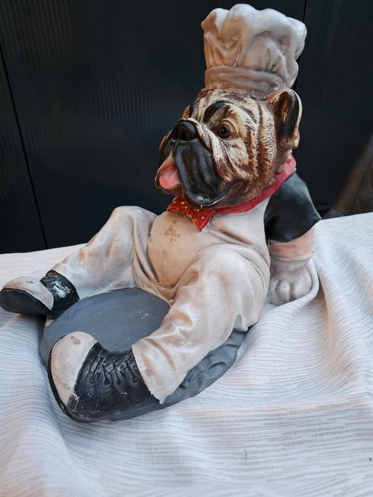 Grote Chef-kok Hond Beeld - Restaurant & Keuken Decoratie, Zoogdier, Steen of Keramiek, Beeld, Europa