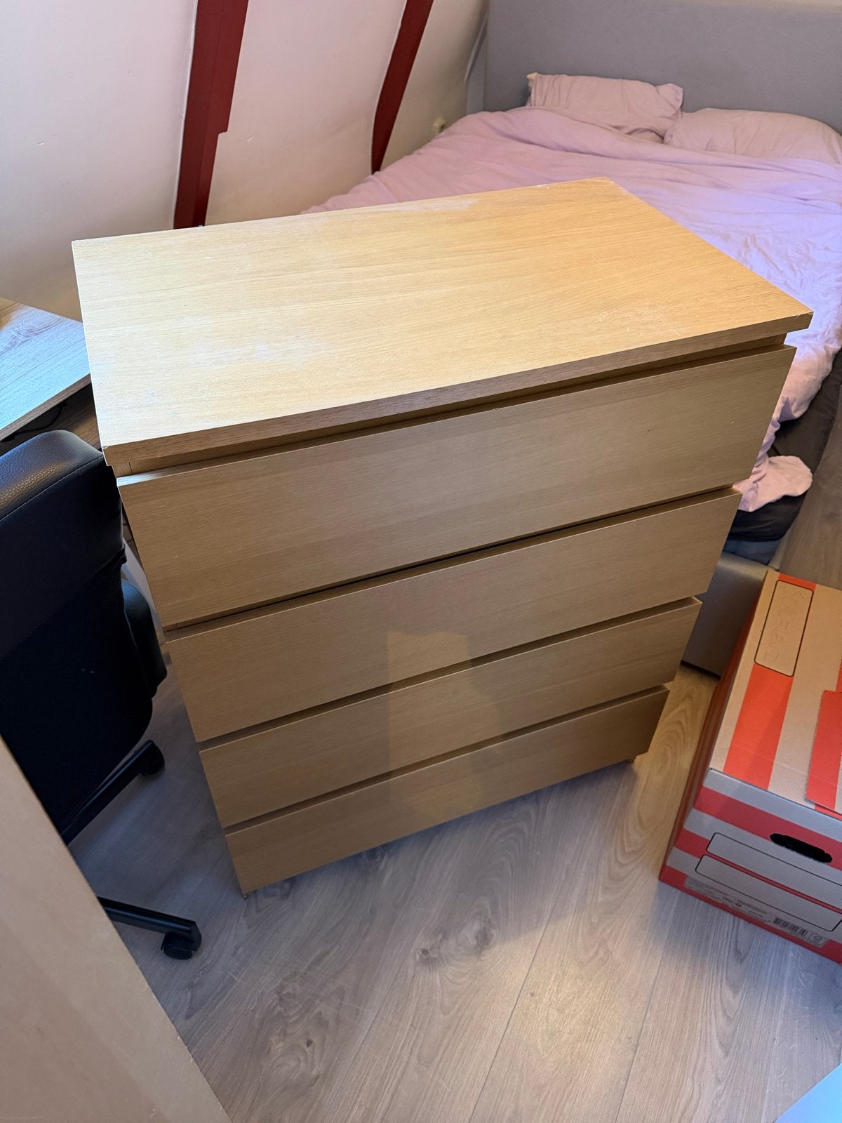 Houten ladekast met 4 laden - Zo goed als nieuw, Ophalen, 100 tot 150 cm, 50 tot 100 cm, Zo goed als nieuw