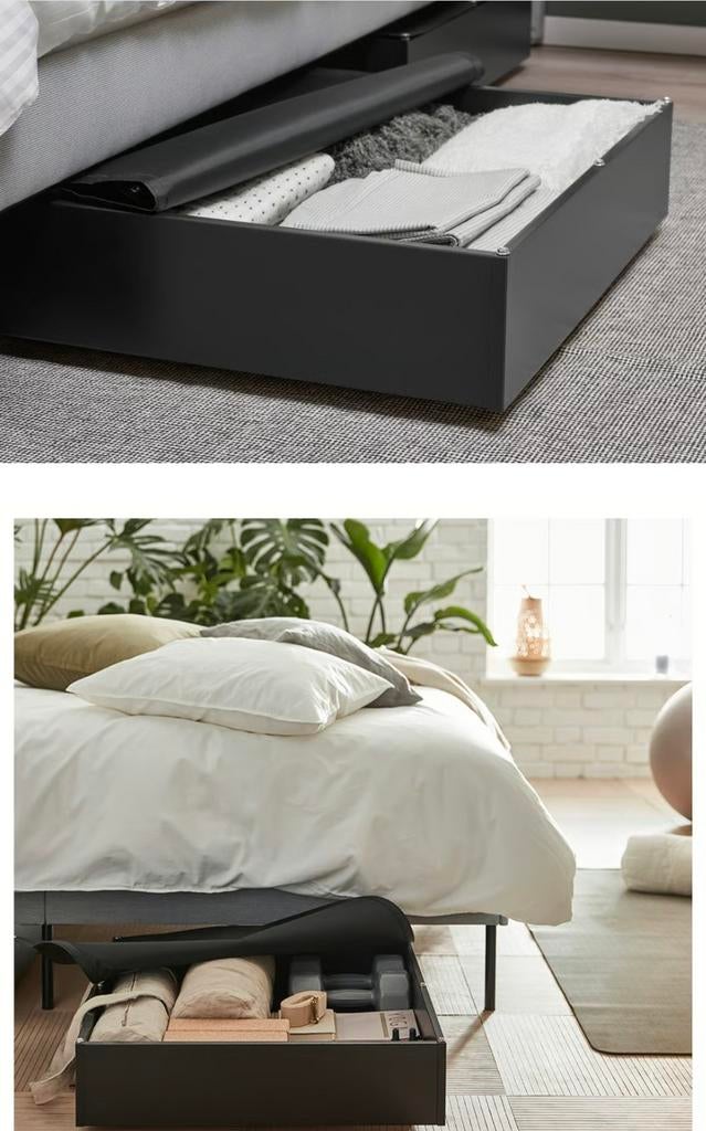 2 stuks IKEA Bedlade Zwart - Handige Opbergoplossing, Huis en Inrichting, Slaapkamer | Bedden, Ophalen, Gebruikt, Zwart, 190 cm of minder