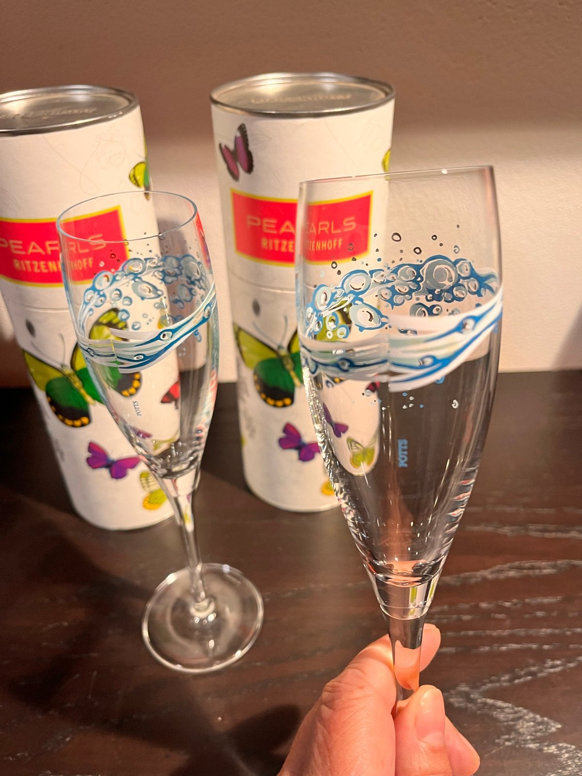 Ritzenhoff Pearls Prosecco Glazen - Set van 2, Ophalen of Verzenden, Zo goed als nieuw, Meerkleurig, Overige merken