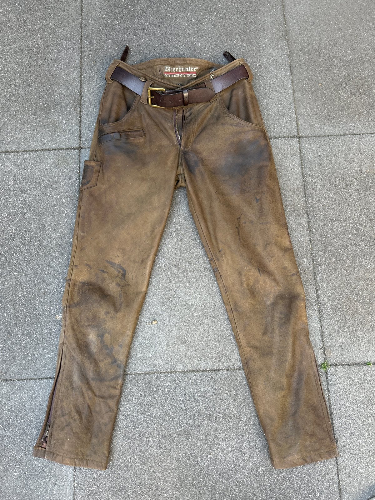 Deerhunter leren jachtbroek Maat 46, Kleding | Heren, Ophalen, Gedragen, Maat 46 (S) of kleiner, Bruin