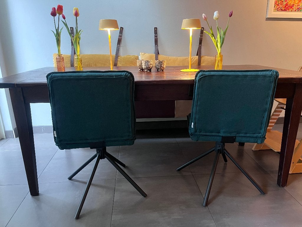 vidaXL eetkamerstoelen draaibaar groen stof set van 2, Ophalen, Twee, Overige kleuren, Zo goed als nieuw