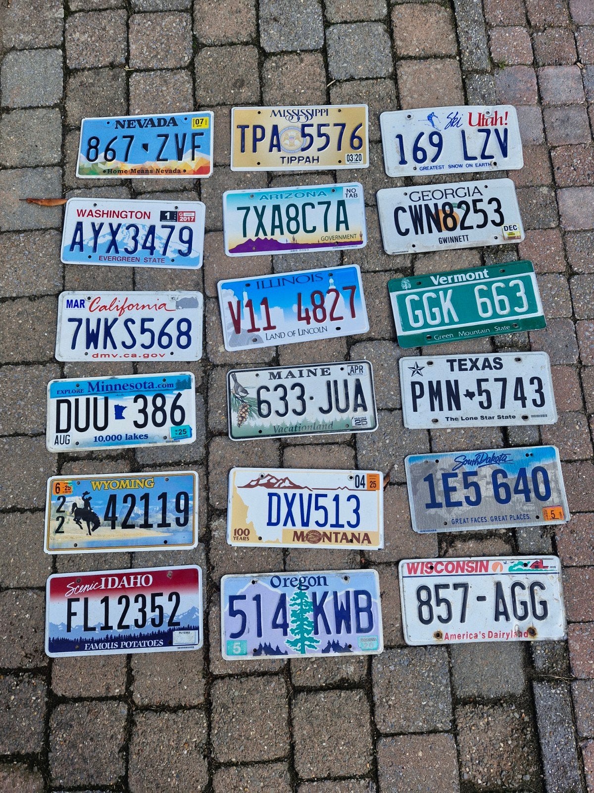 Kentekenplaat set USA 18 nummerborden nummerplaten License, Ophalen of Verzenden, Gebruikt