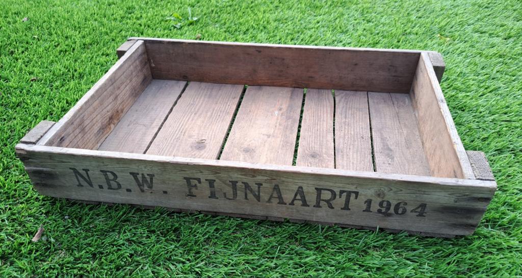 Vintage houten kist N.B.W. Fijnaart 1964, Antiek en Kunst, Ophalen of Verzenden