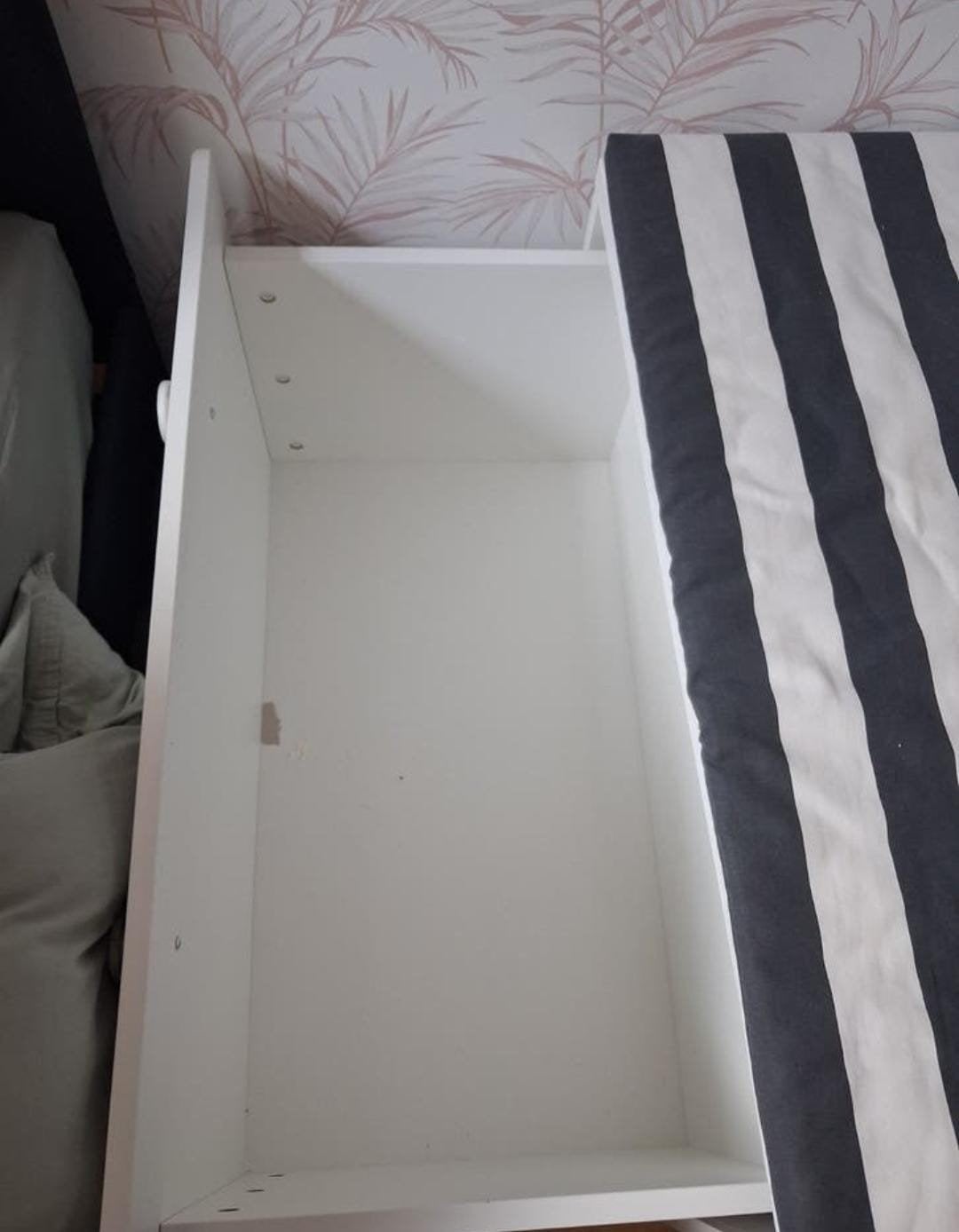 Witte opbergbank Ikea STUVA FOLJA met gestreept kussen, Ophalen, Gebruikt, Overige typen