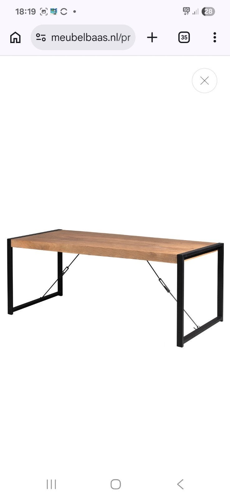 Eettafel Britt mangohout 180x90 cm - Zo goed als nieuw, Ophalen