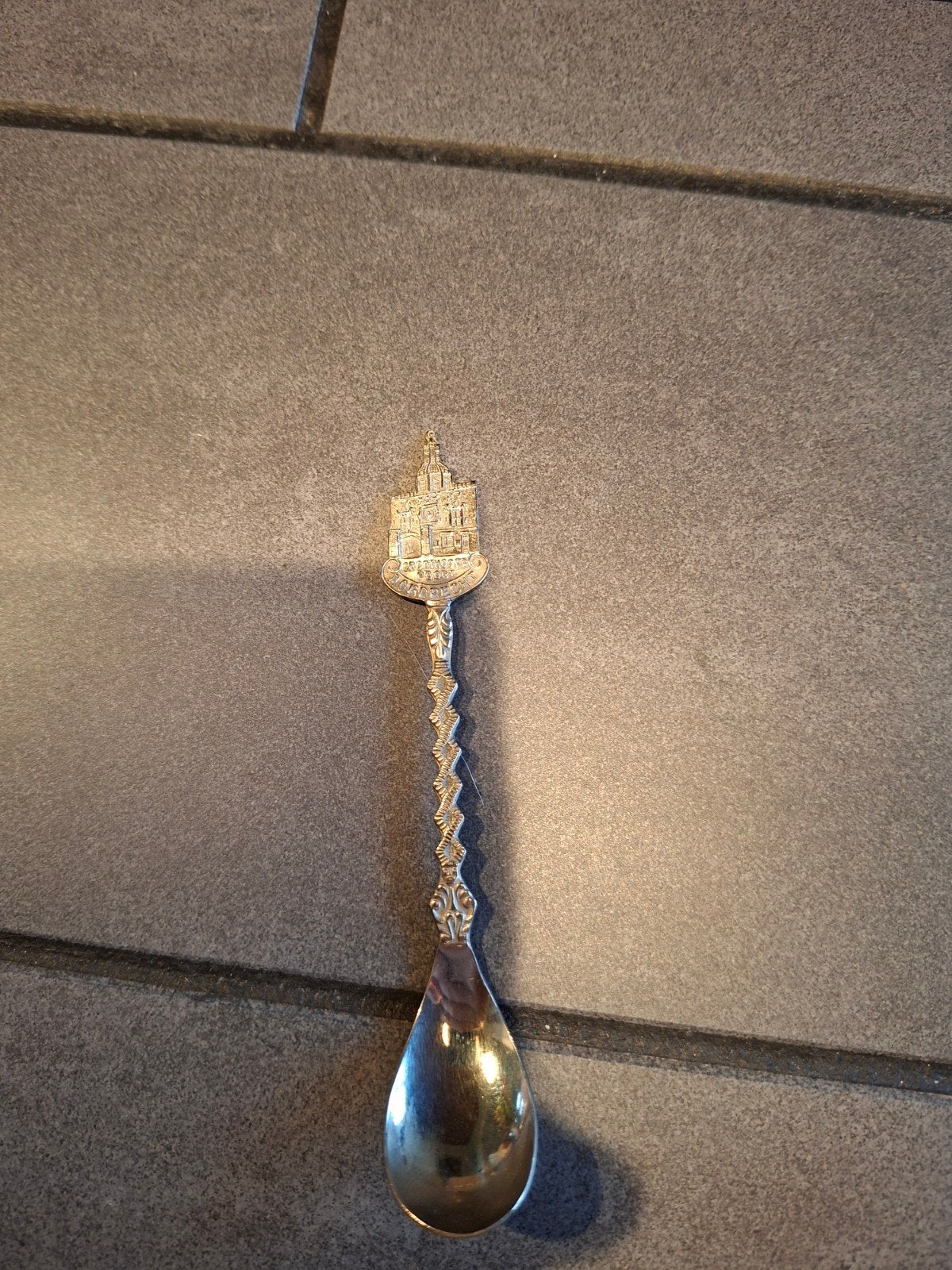 Verzilverd lepeltje,  afbeelding Groothoofdspoort Dordrecht, Ophalen of Verzenden