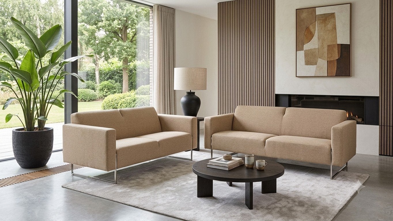 Artifort Mare | 2-zits | Opnieuw bekleed | Beige wol, Modern design refurbished Rene Holten, Info@andriesign.nl, Tweepersoons