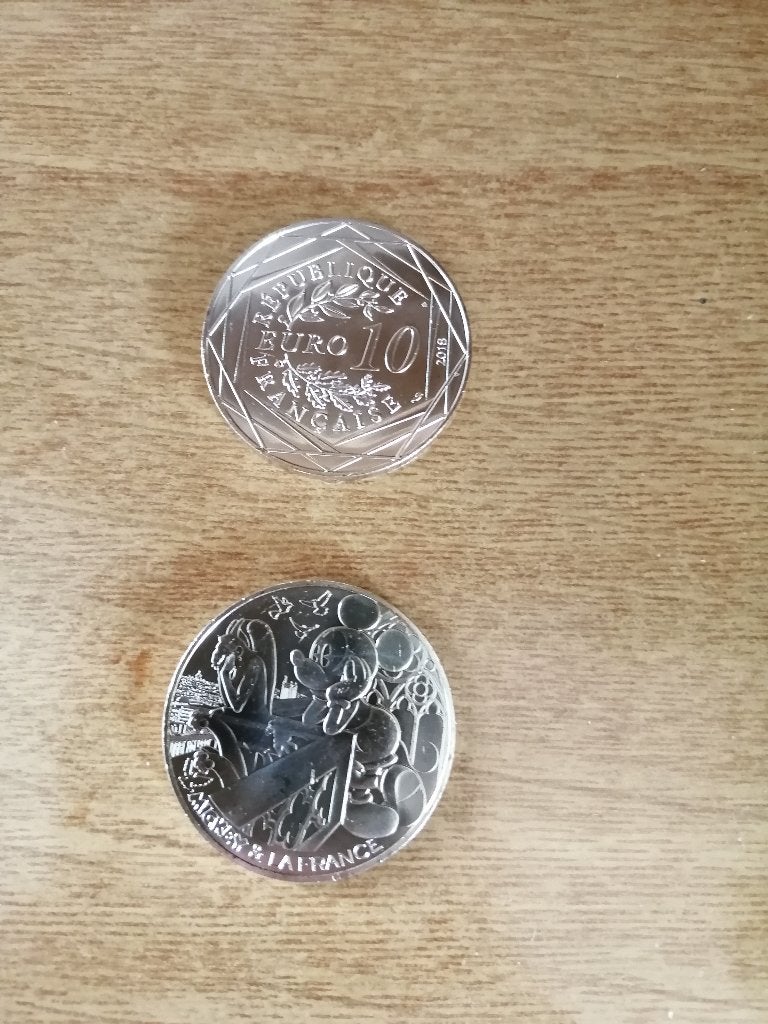 10 euro munt Frakrijk zilver Mickey Mouse Notre-Dame Parijs, Verzenden, Frankrijk, 10 euro, Zilver