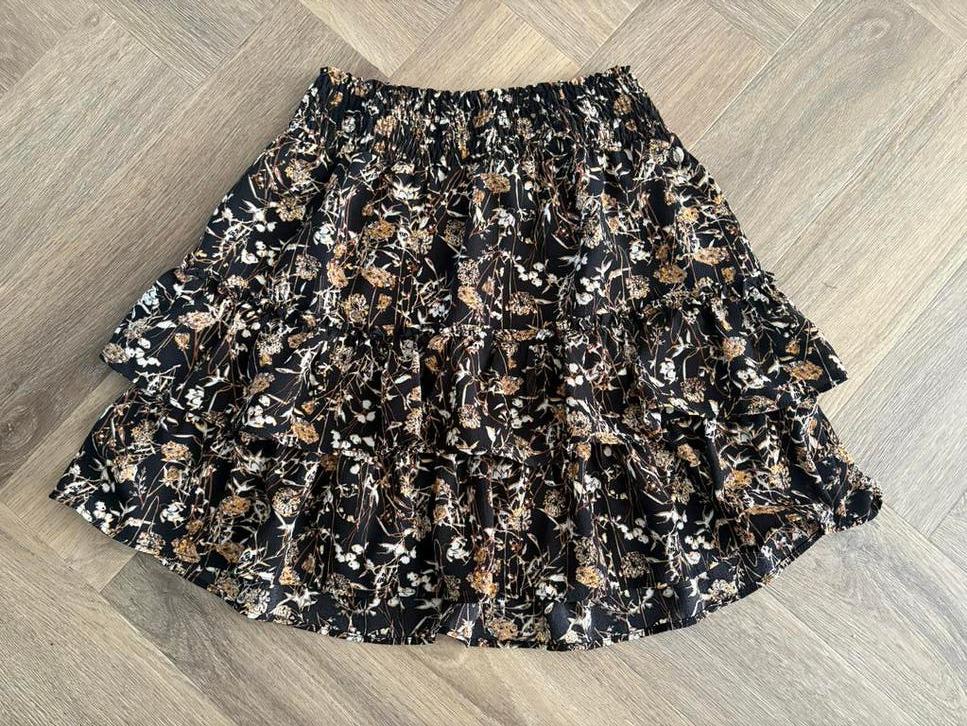 Cotton Club Rokje Maat L - Zwart met Bloemenprint, Kleding | Dames, Rokken, Zwart, Maat 42/44 (L), Ophalen of Verzenden, Zo goed als nieuw