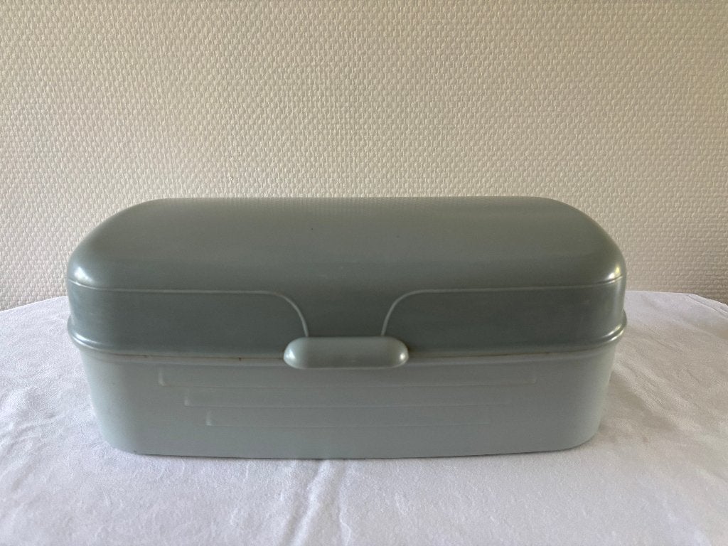 Vintage Curver kunststof broodtrommel in twee kleuren blauw., Ophalen of Verzenden