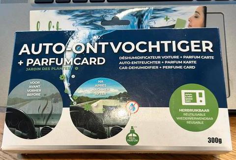 Auto-ontvochtiger + parfumcard, Ophalen of Verzenden, Zo goed als nieuw