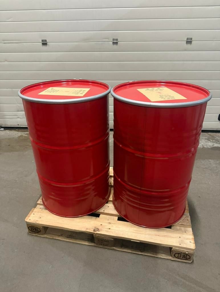 Rood ijzeren vat met deksel en klemband – 200 liter, Ophalen, Zo goed als nieuw, Vuurton