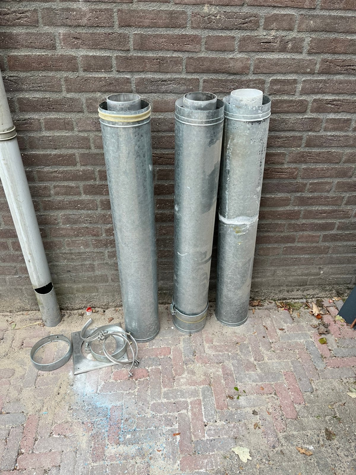 Dubbelwandige kachelpijp, diameter 100/150mm, 3x 1meter, Ophalen, Zo goed als nieuw, Rvs, Minder dan 2 meter
