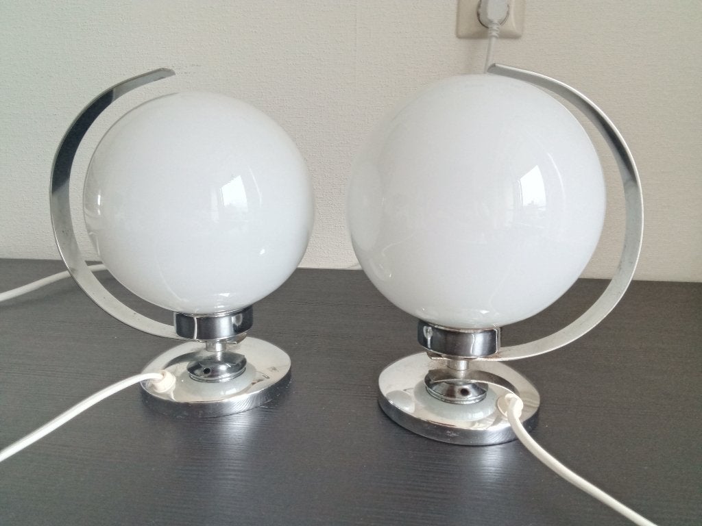 Set  Space-Age tafellampen, jaren 70., Ophalen, Glas, Art deco