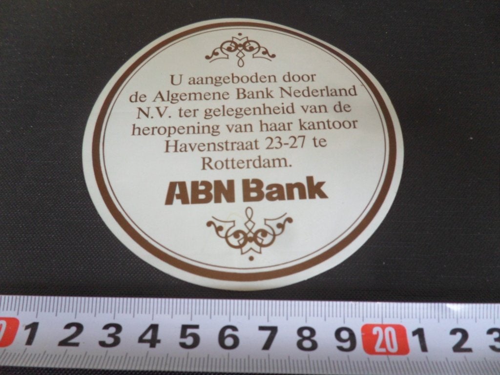 sticker ABN BANK heropening rotterdam havenstraat 23-27, Verzamelen, Ophalen of Verzenden, Zo goed als nieuw
