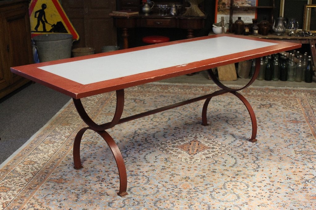 Brocante - Robuuste stalen tafel / tuintafel!, Tuin en Terras, Tuintafels, Ophalen, Gebruikt, Rechthoekig, Overige materialen