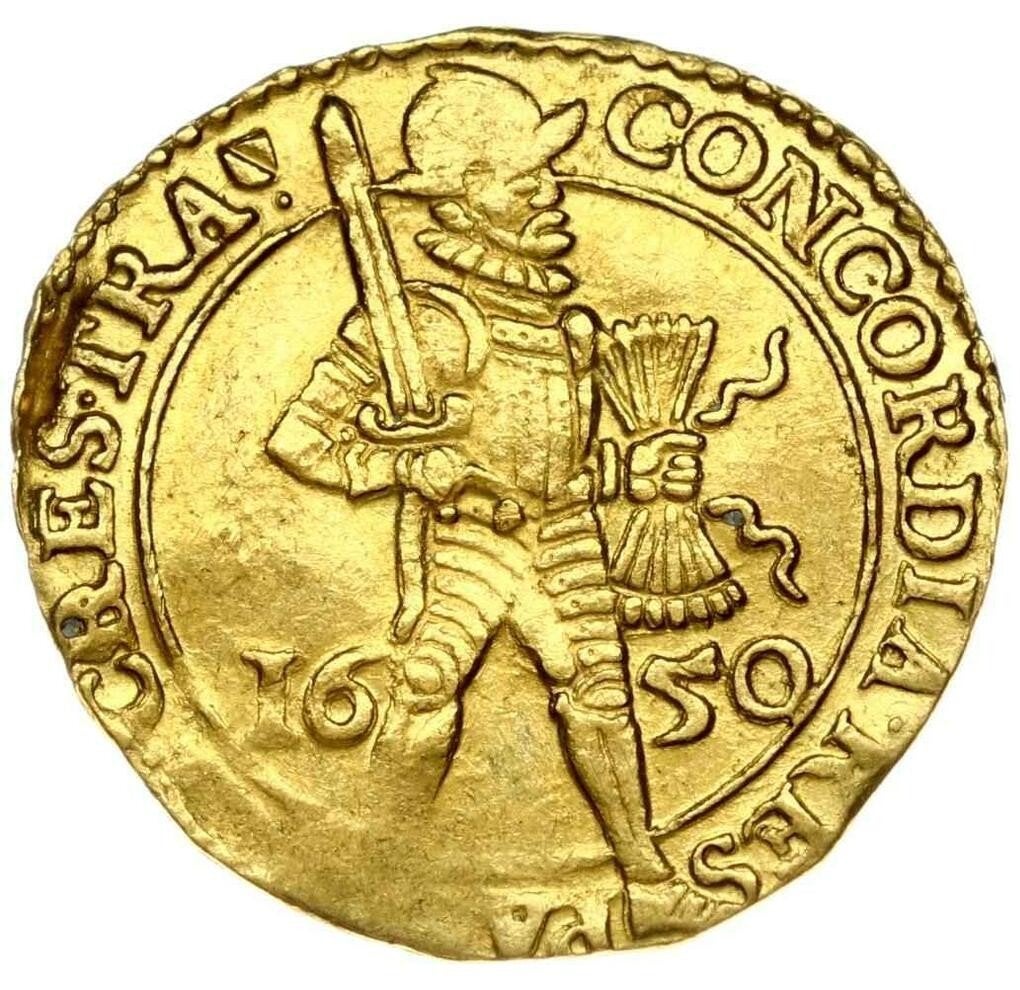 1 dukaat 1650, vroeg type , eenvoudige cirkel goud, Postzegels en Munten, Munten | Nederland, Vóór koninkrijk, Losse munt, Goud