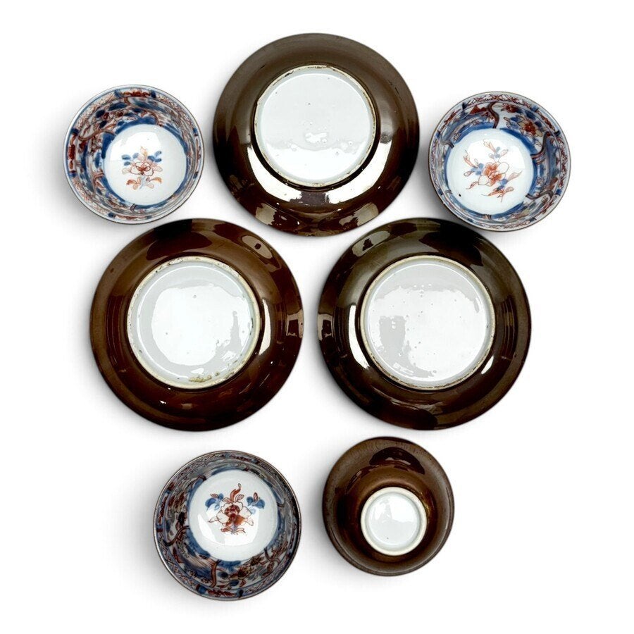 18e eeuwse Chinese kopjes en 3 schotels capucijner met imari, Antiek en Kunst, Ophalen of Verzenden