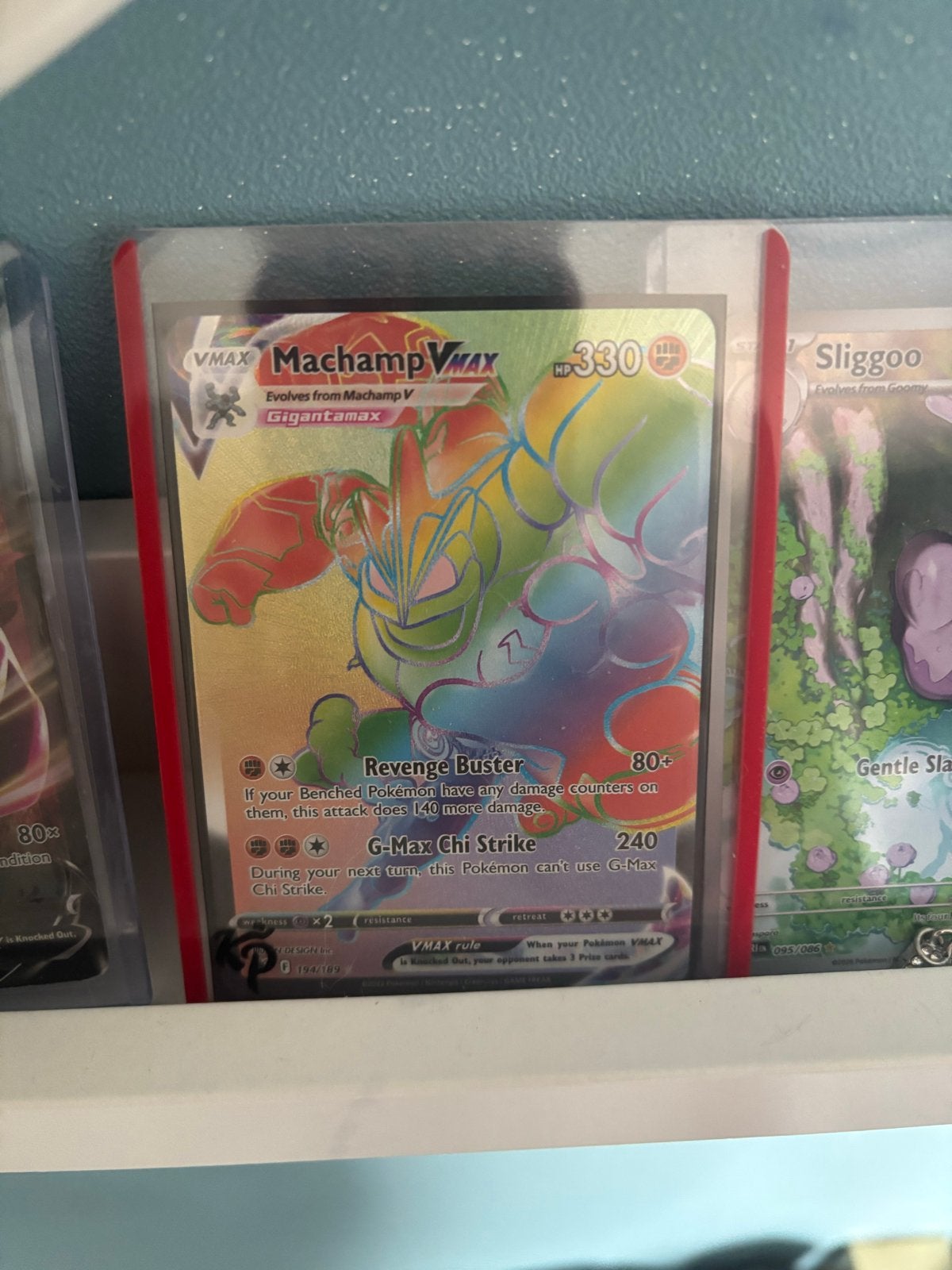 Machamp VMAX Rainbow Rare Pokémon Kaart, Ophalen of Verzenden, Zo goed als nieuw, Losse kaart, Foil
