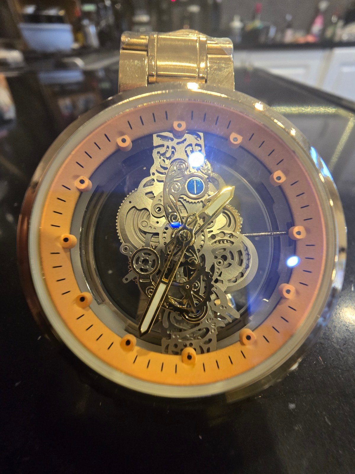 Gouden Skelet Horloge - Automatisch Uurwerk, Ophalen of Verzenden