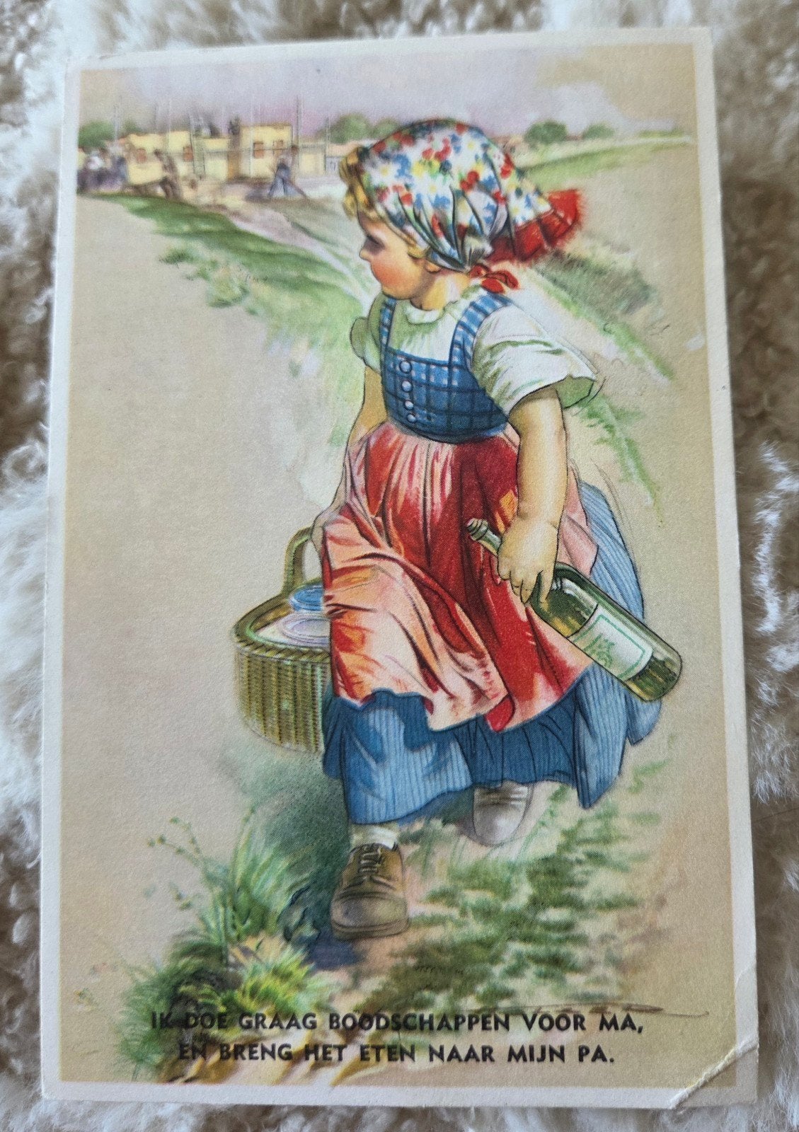 Meisje met mand en fles, Verzenden, 1940 tot 1960, Gelopen, Kinderen