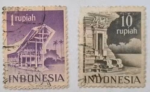 Indonesië 1949 - ZBL 33+37 - Tempels en Woningen, Ophalen of Verzenden, Na 1940, Gestempeld