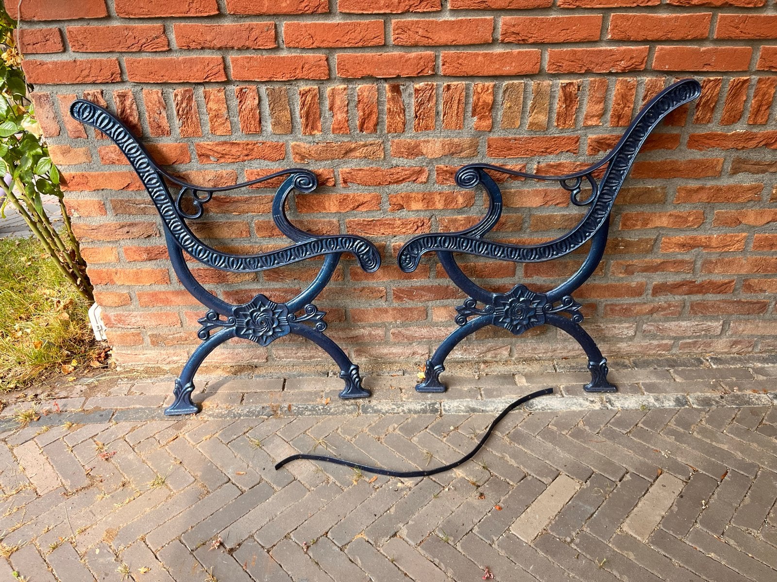 Smeedijzeren frame tuinbank, Ophalen, Gebruikt, Metaal