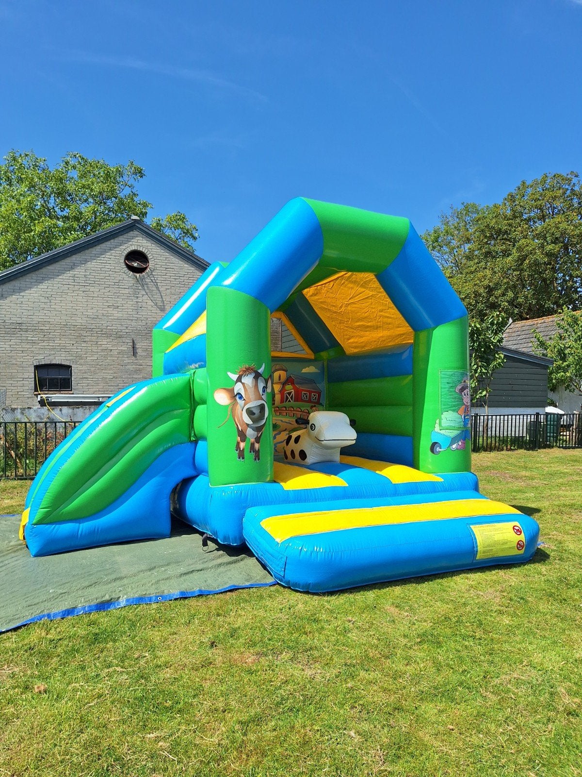Super leuk springkussen "Boerderij" met glijbaan TE HUUR!!, Ophalen, Overige