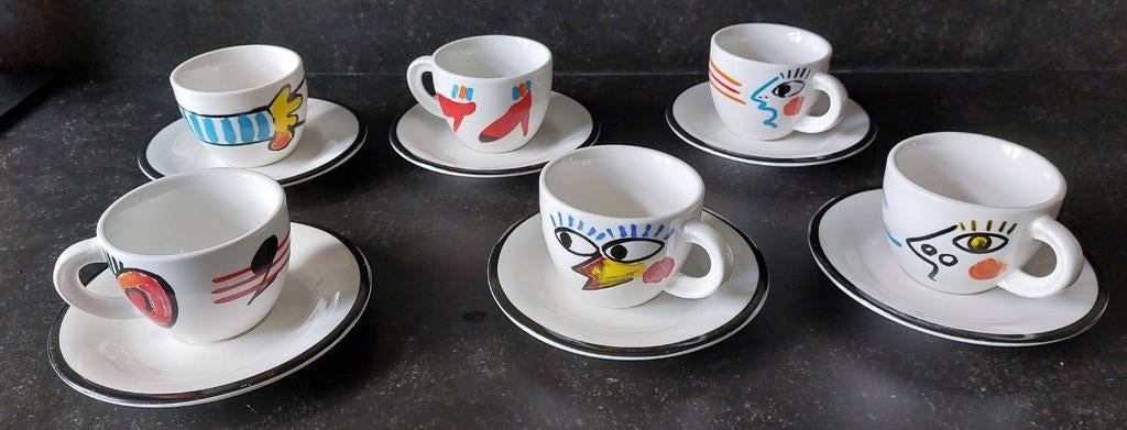 6x kop en schotel Aeria porselein servies, Ophalen of Verzenden