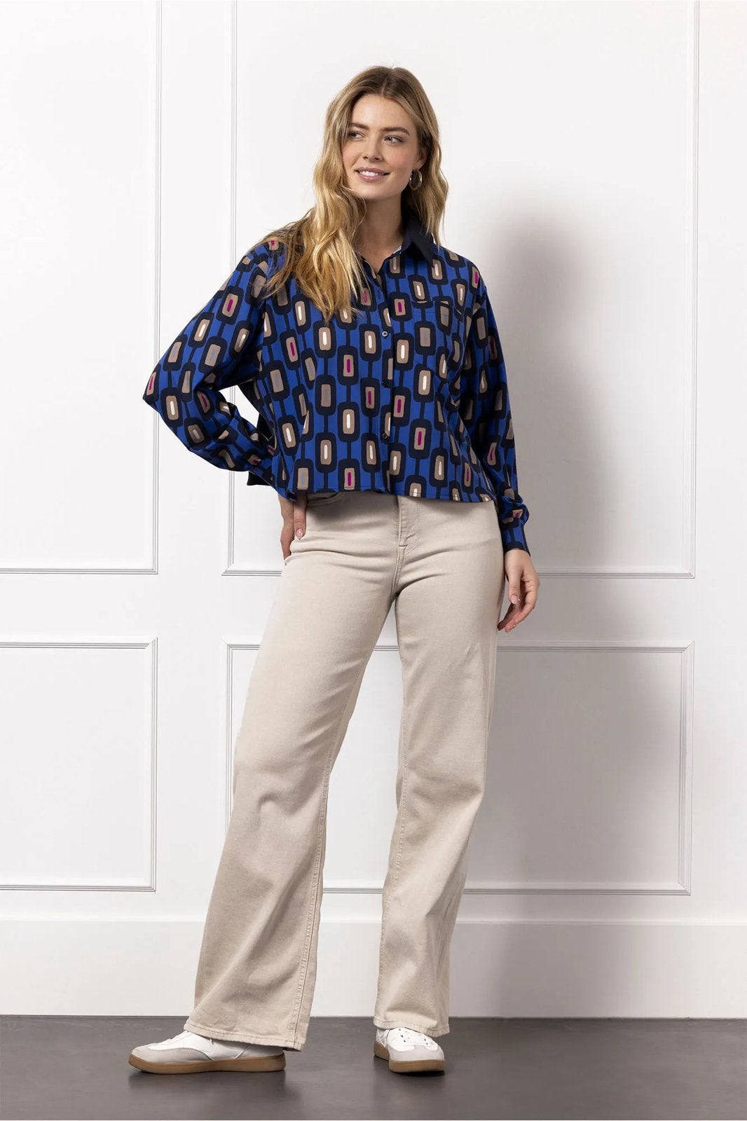 Studio anneloes dion chain blouse L multicolor, Blauw, Maat 42/44 (L), Ophalen of Verzenden, Zo goed als nieuw