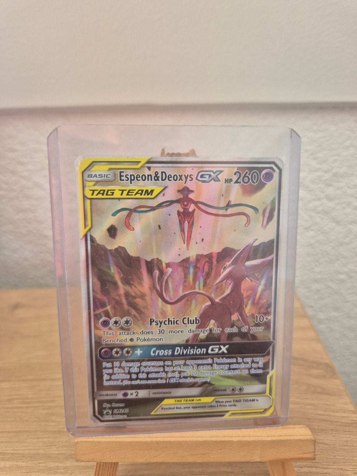 Pokémon Kaart: Espeon & Deoxys GX TAG TEAM, Ophalen of Verzenden, Zo goed als nieuw, Losse kaart