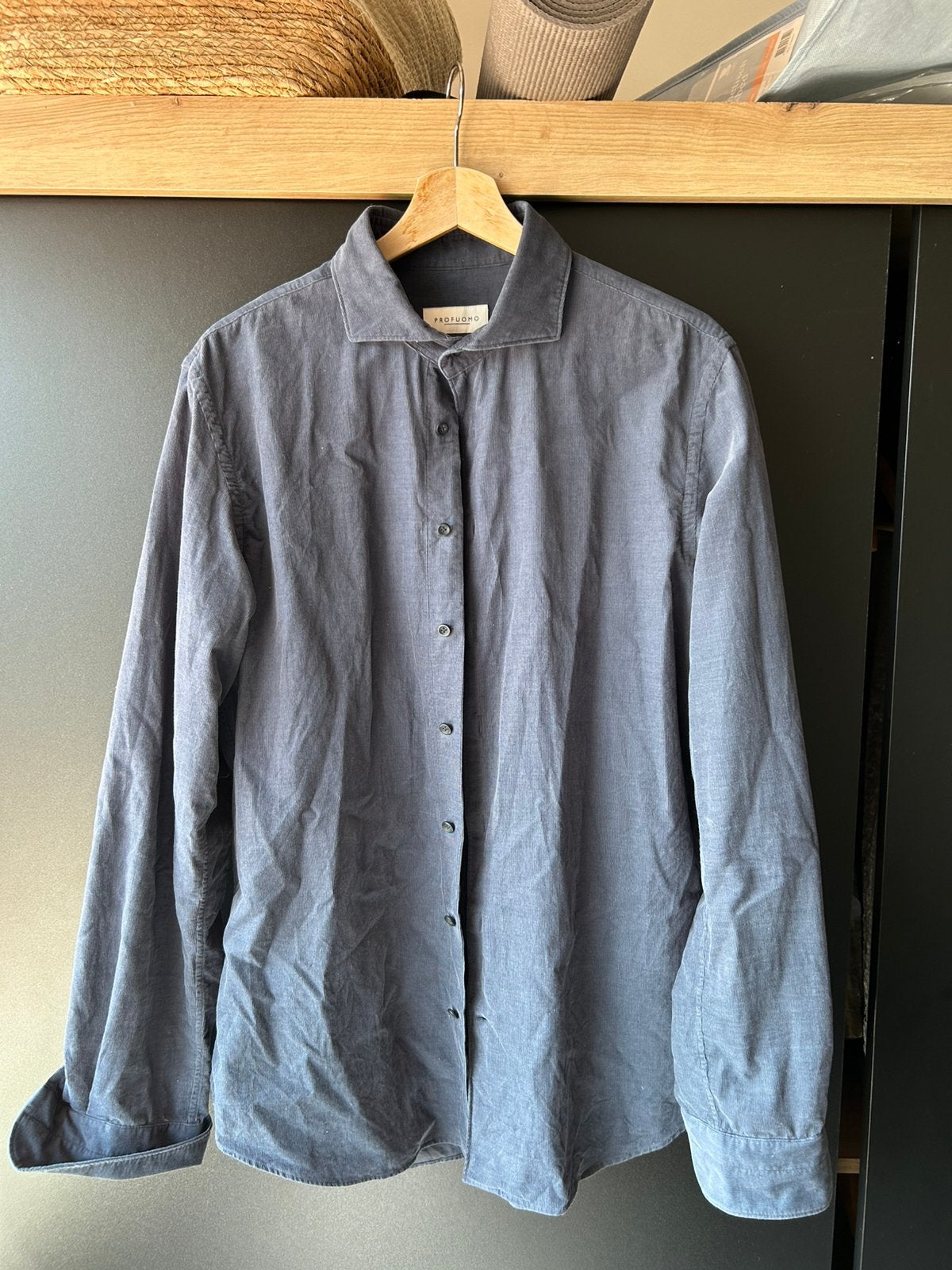 Profuomo overhemd slim fit maat 41, Ophalen of Verzenden, Zo goed als nieuw, Blauw, Halswijdte 41/42 (L)